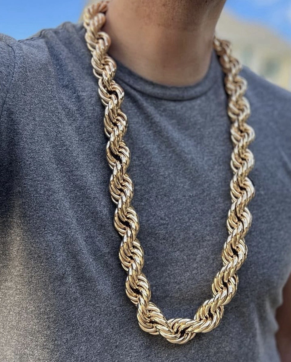 Bling Cartel Heavy 25mm Mens Hollow Thick Rope Dookie Chain 36″ Hip Hop Necklace