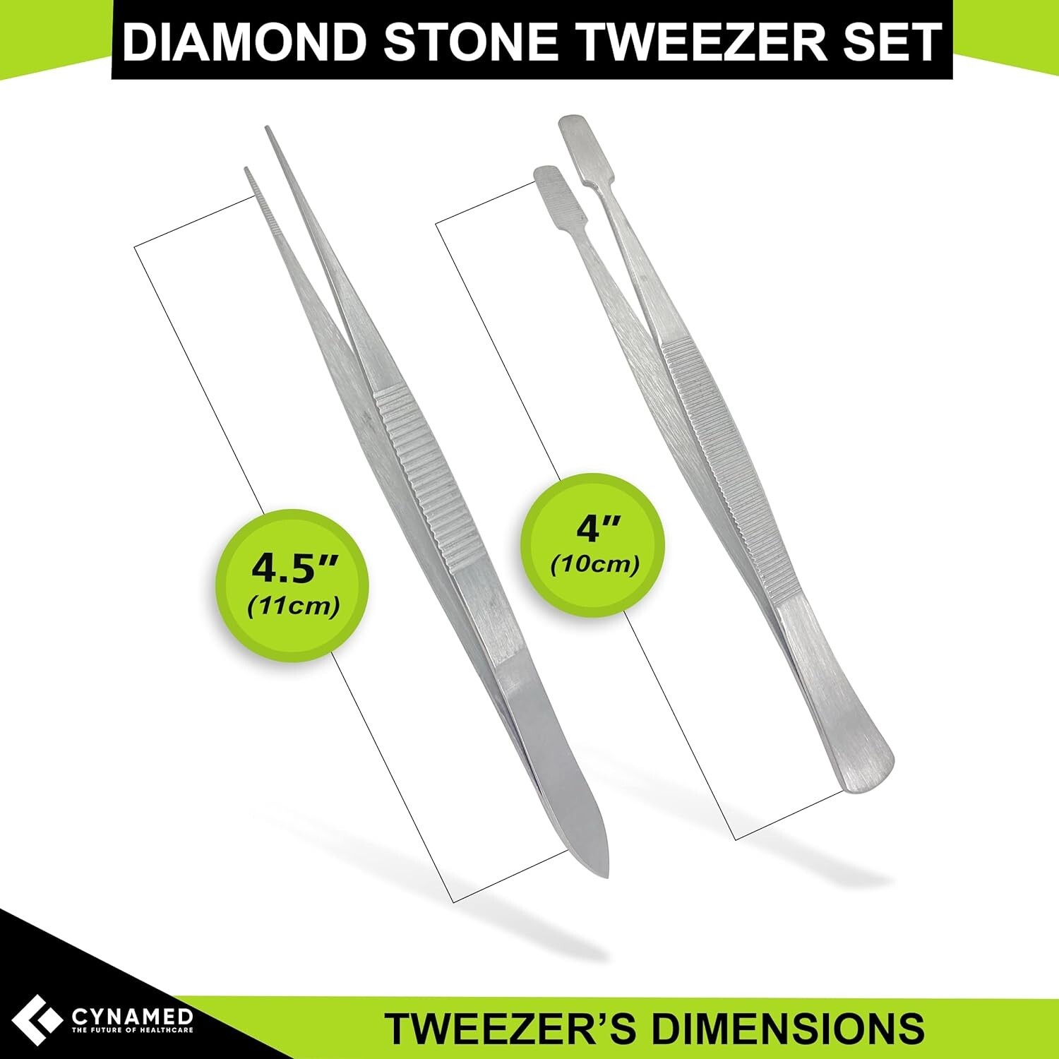 Cynamed Precision Hobby Tweezers Tool Set Long Tweezers Kit Curved Tweezers 4pcs