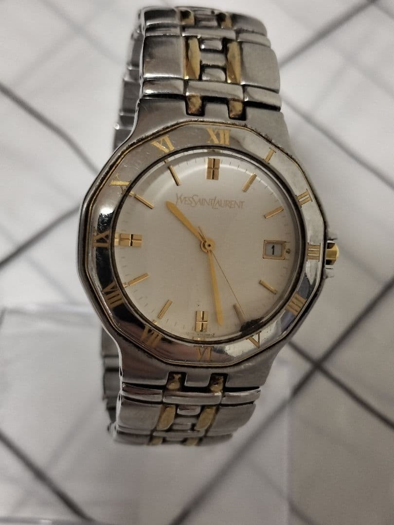Men’s Yves Saint Laurent watch, two-tone, working condition.