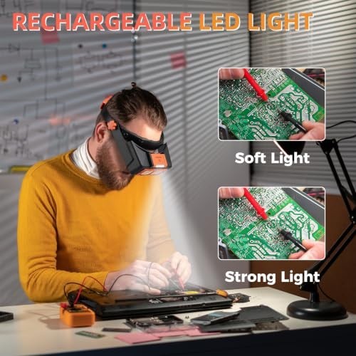 Headband Magnifier with Light Jeweler Magnifying Glass Loupe Visor Optivisor NEW
