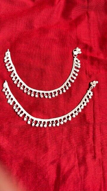 Tribal ethnic silver India payal bells anklet chain Boho ankle bracelet bells