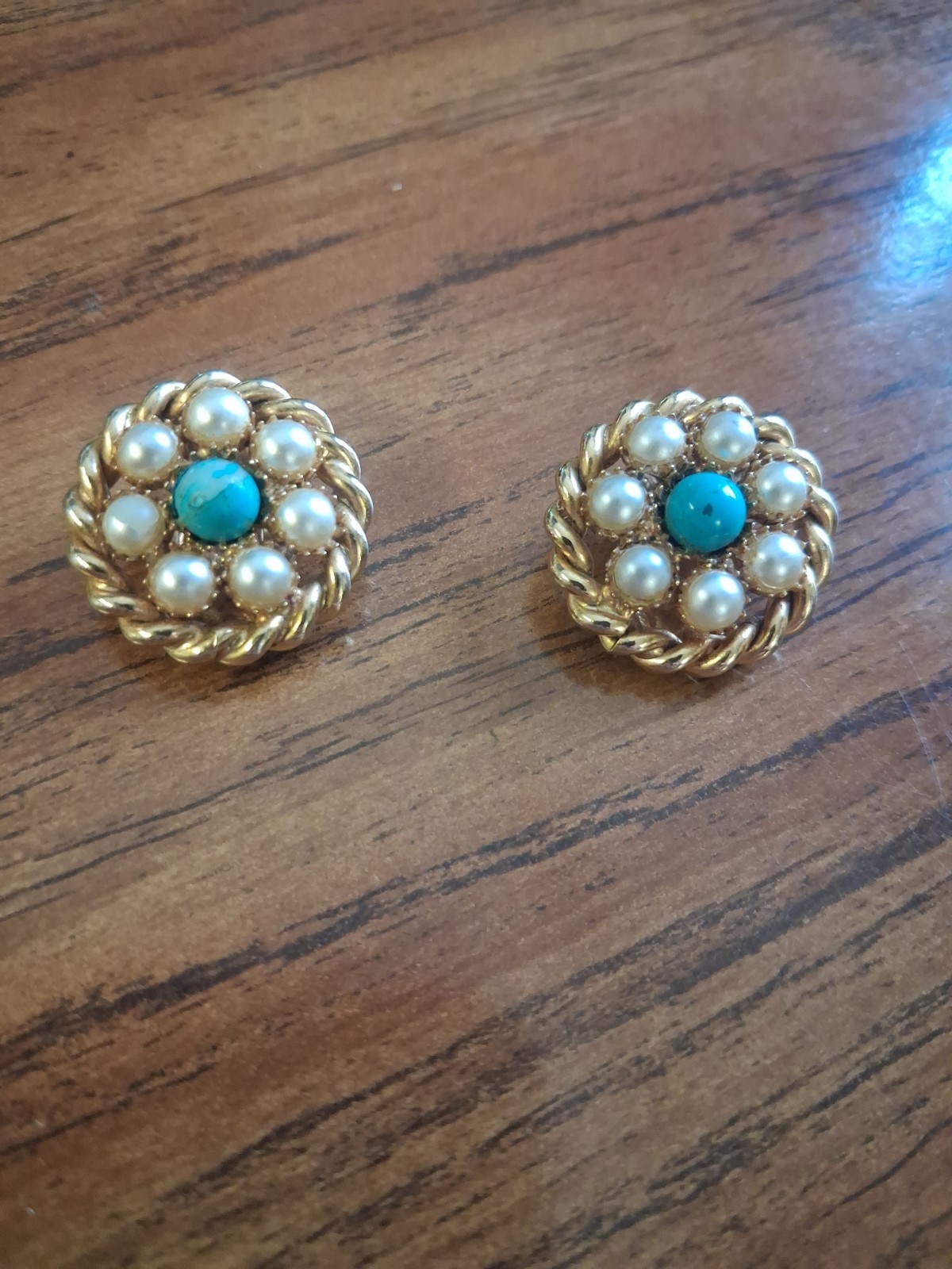 Authentic 1960s Victorian revival cluster clip on Earings. Heavy Gold Plated.