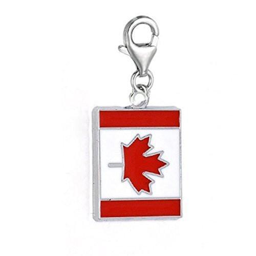 Clip on Canada Flag Charm Dangle Pendant for European Clip on Charm Jewelry with