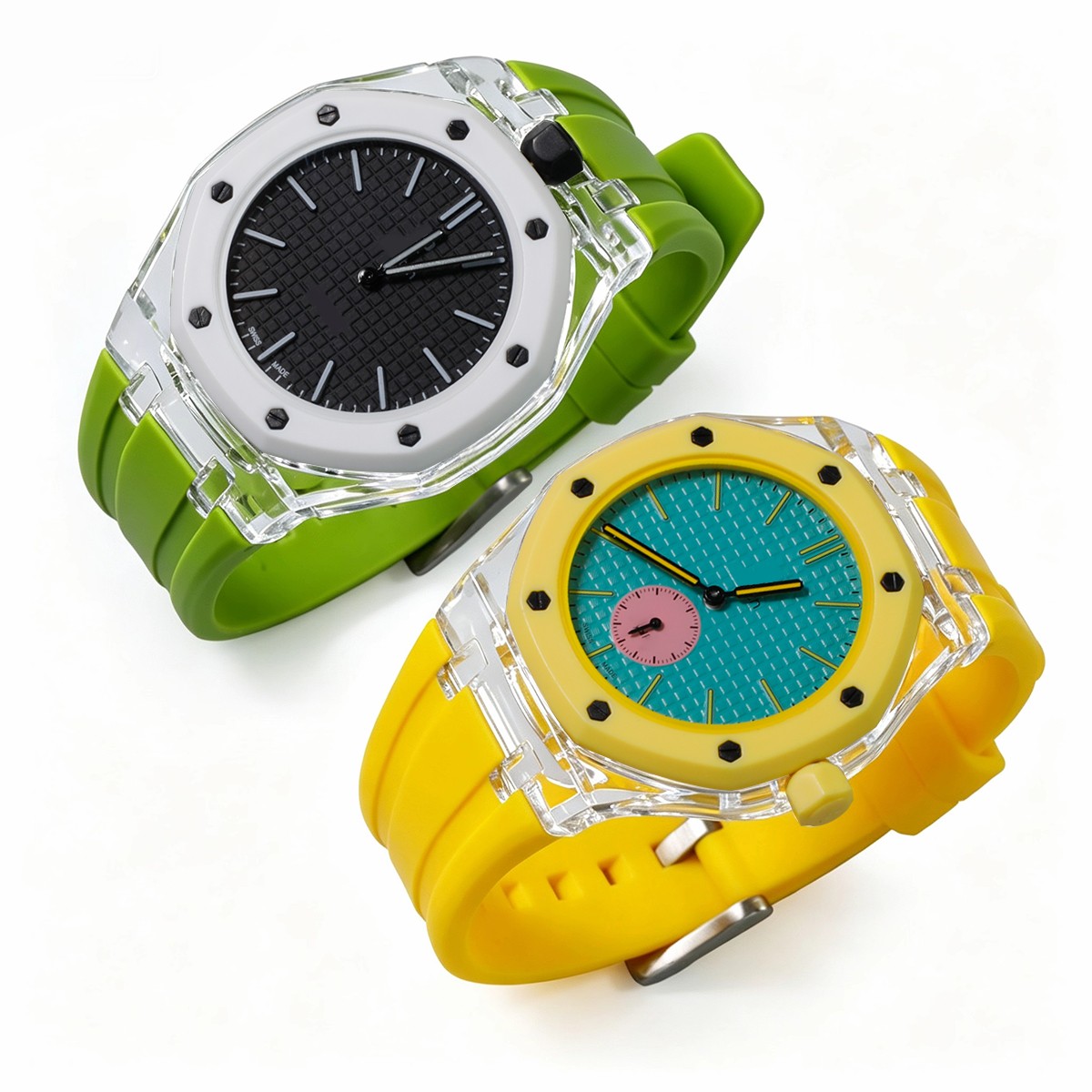Transparent PC Glacier Case Silicone Wristband Mod Kit For Swatch X AP Royal Pop