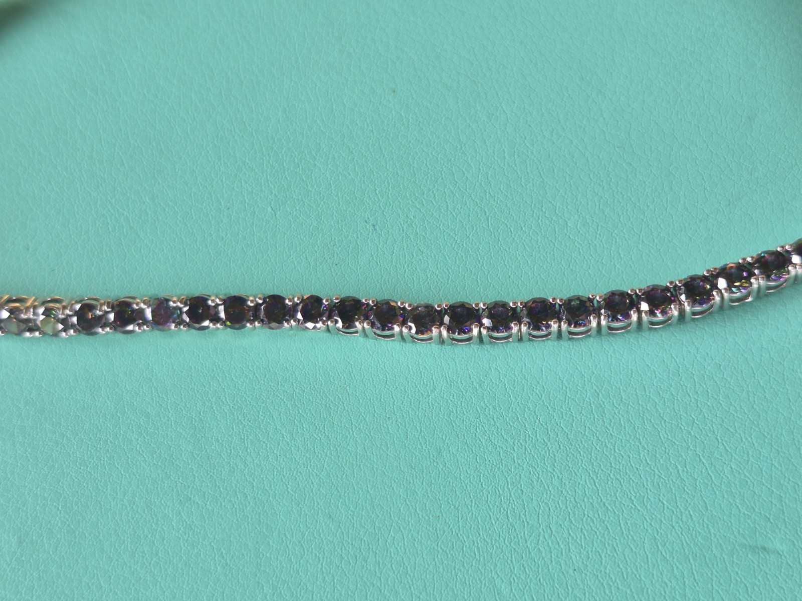 .925 Tennis Bracelet With Black Stones, 7 Inch