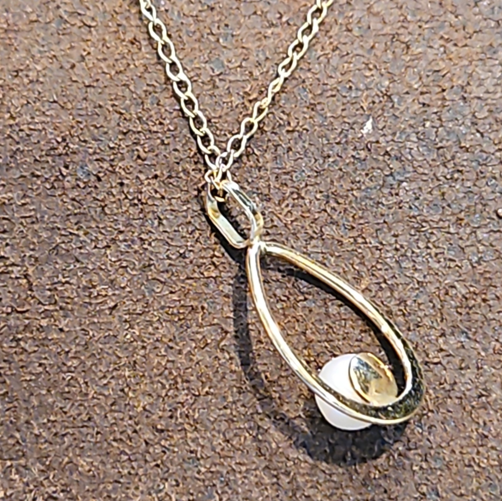 Vintage 14K 12K Gold Filled Pearl Pendant Necklace Set Dainty 18″ Cable Chain