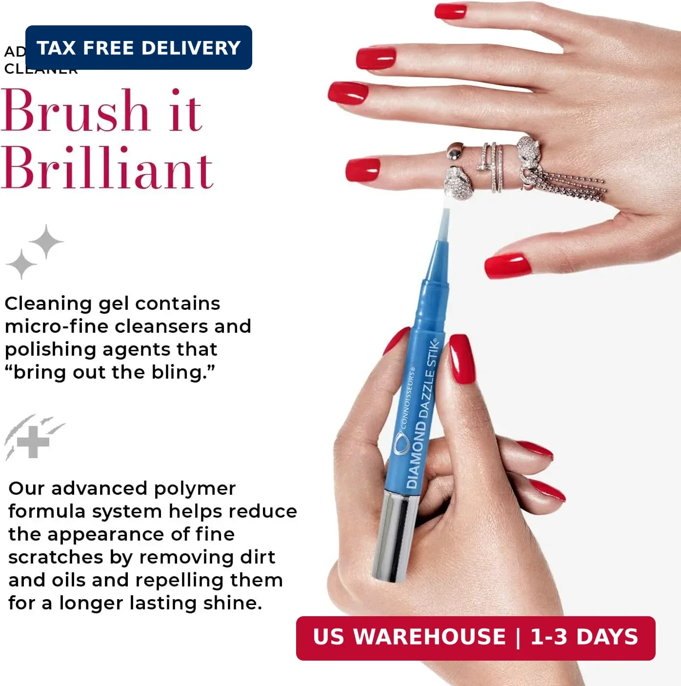 CONNOISSEURS Diamond Dazzle Stik – Portable Diamond Cleaner for Rings and Other