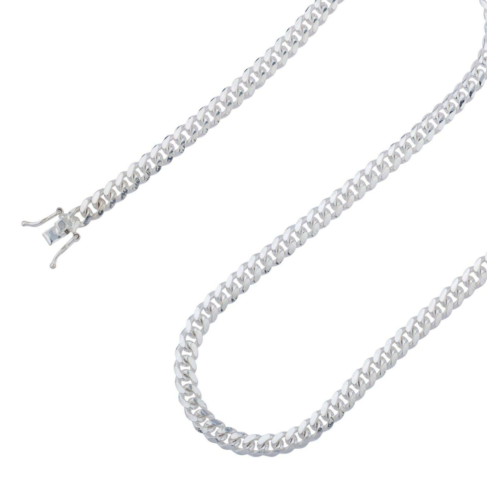 Real Miami Cuban Link Chain Or Bracelet Solid 925 Sterling Silver Box Lock 4mm