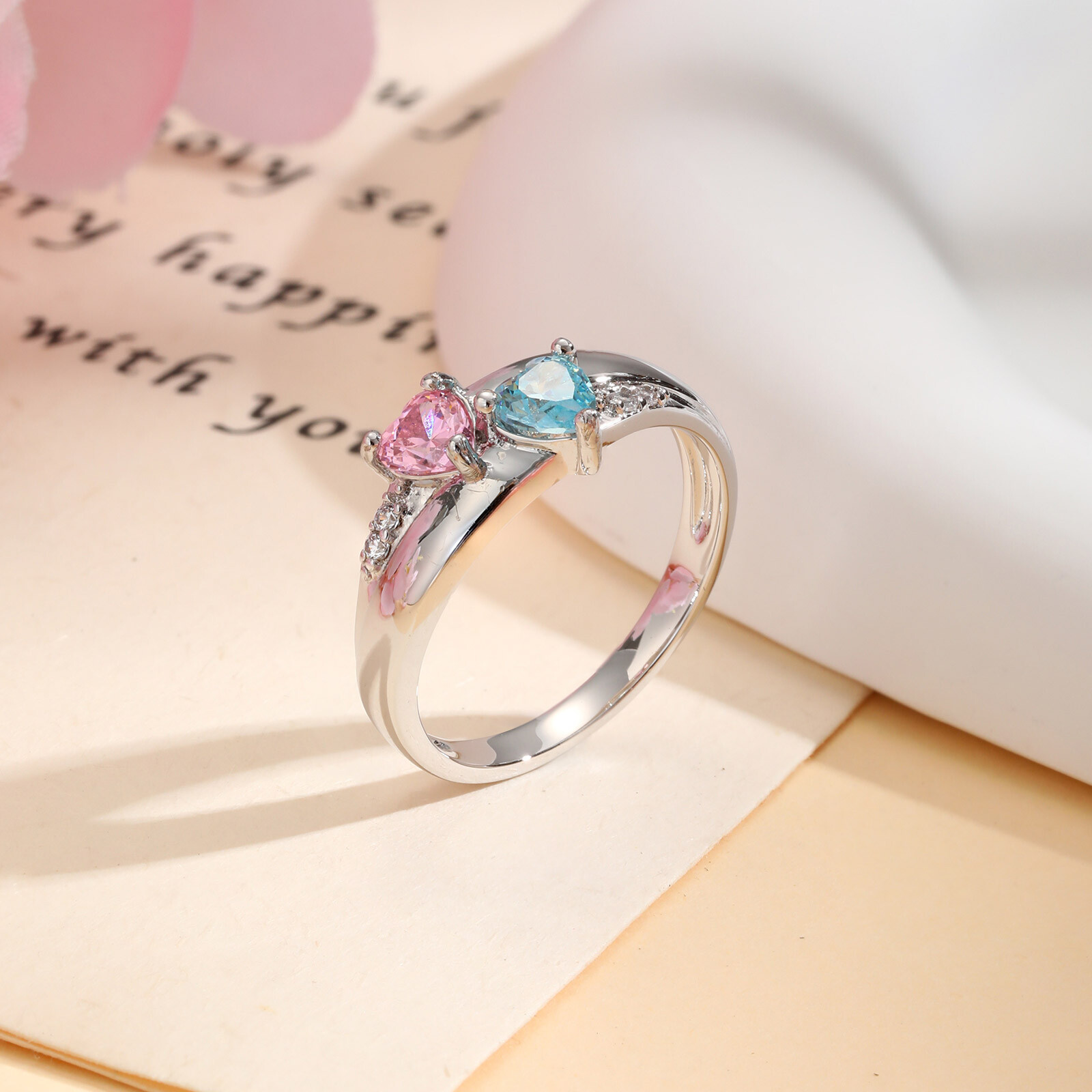 VNOX Custom Birthstone Ring Personalized Christmas Anniversary Gift for Women