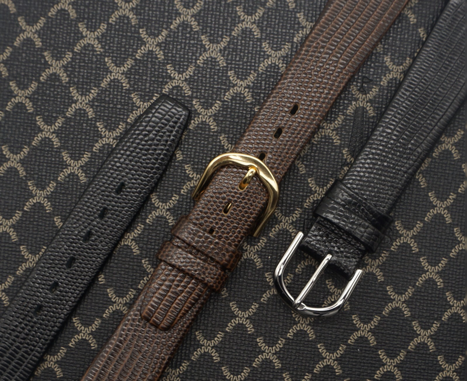 12 14 16mm 17mm 18mm 19mm 20mm Watch Band Strap Lizard Calf Leather Black Brown