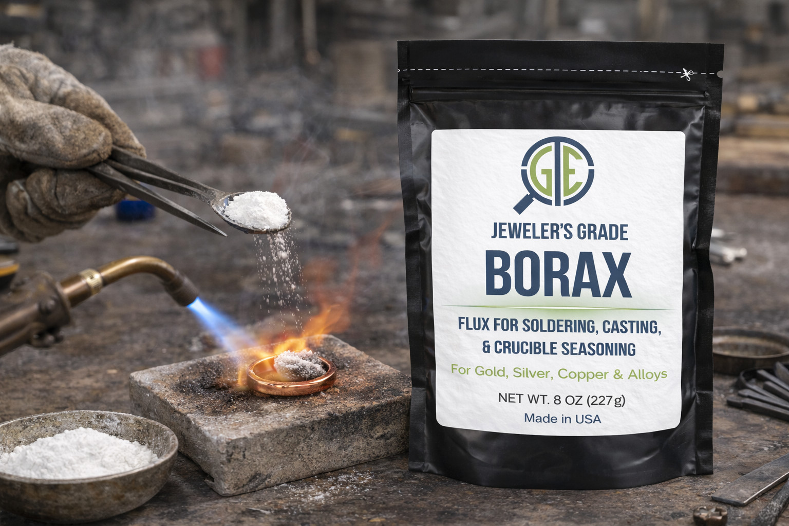 Borax Flux 1 Pound Melting Gold Silver Crucible Glaze Jewelry Casting 16oz Bag