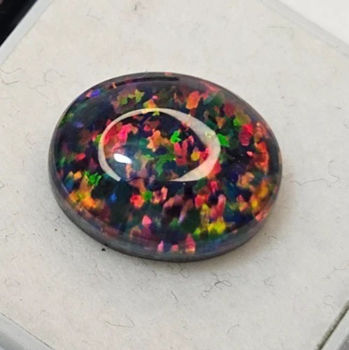 Australian Black Fire Opal 10+ Ct Oval Cabochon Natural Loose Certified Gemstone