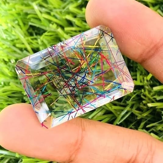 Emerald Cut 95.00 Ct Bi-Color/Multicolor Loose Gemstone Rutilated Quartz