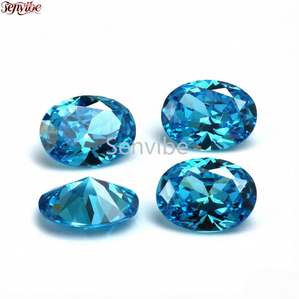 5~10pcs Ice Blue Oval Cut Synthetic Zircon 5A Loose CZ Accent Gemstone Jewelry
