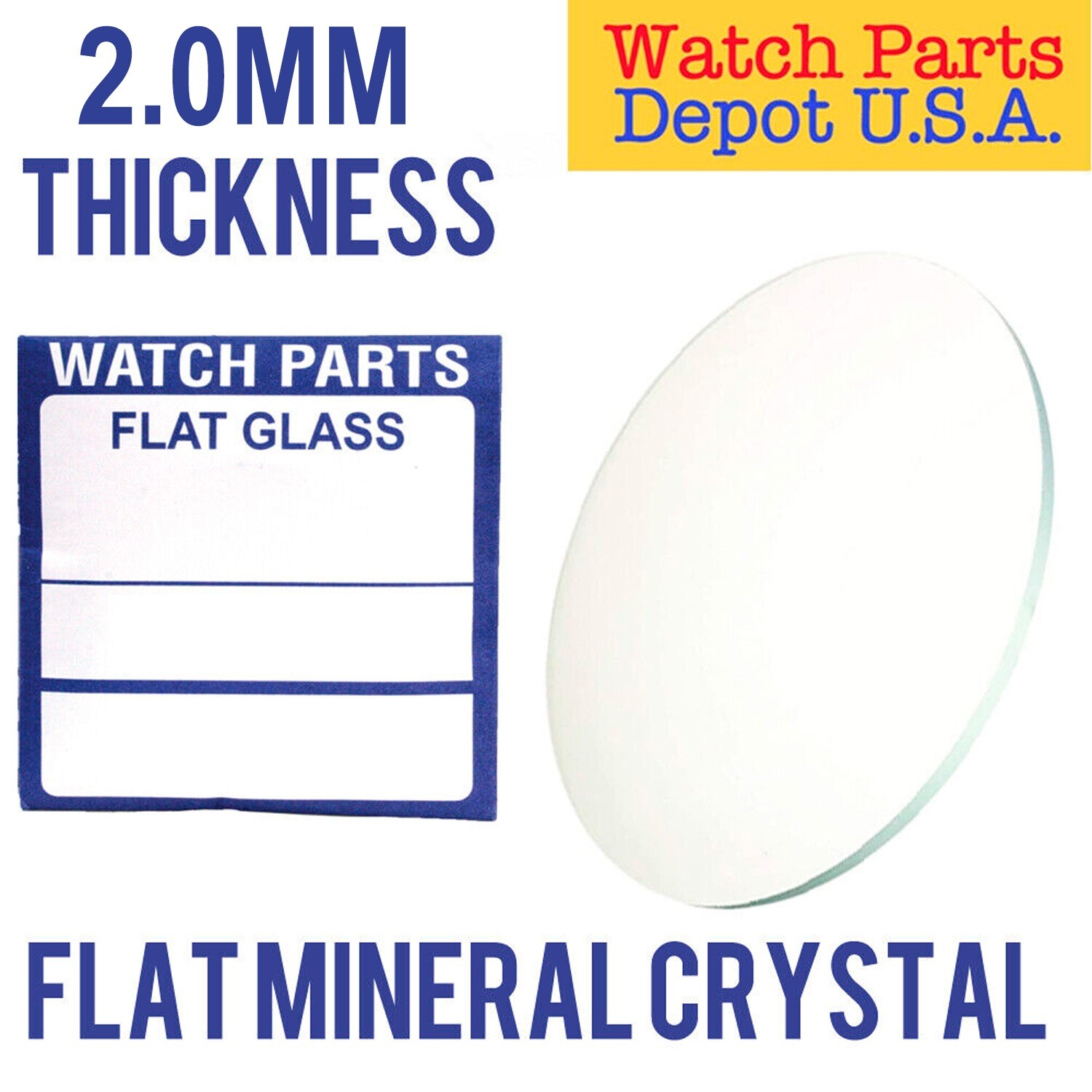 NEW ROUND 2MM THICK FLAT WATCH MINERAL GLASS CRYSTAL REPLACEMENT SIZE 17MM-50MM