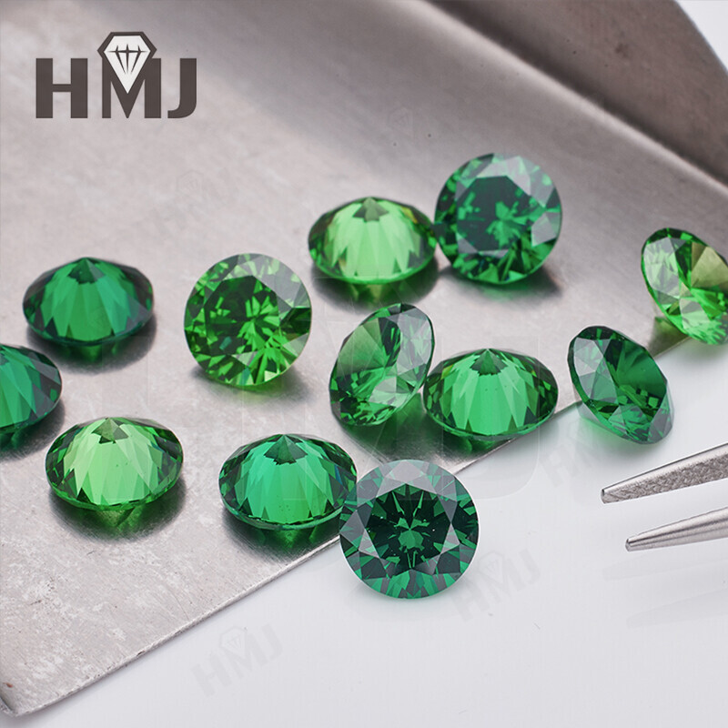 500pcs 0.8~15mm Round 3 Green Color Loose Cubic Zirconia 5A CZ Stone Jewelry DIY