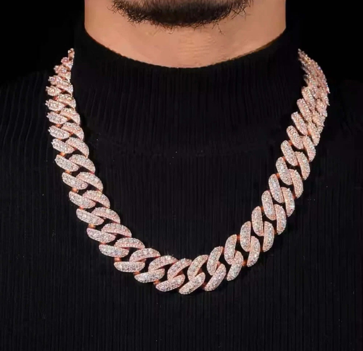 Moissanite 8 – 24″ inches Miami Cuban Chain 20mm Necklace Iced Out Silver Gold