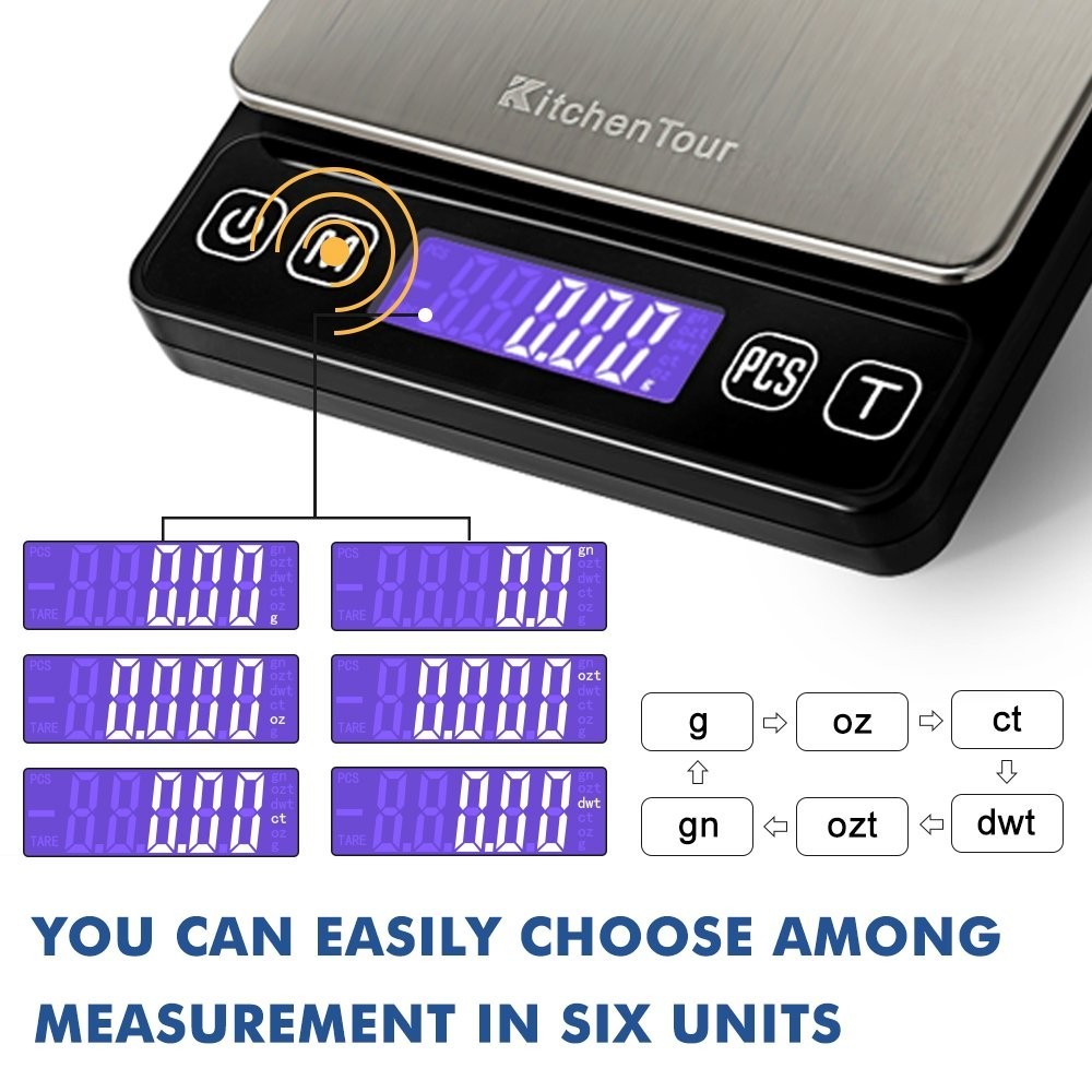 KitchenTour Mini Gram Scale for Coffee, Jewelry and Small Items, 500g x 0.01g…