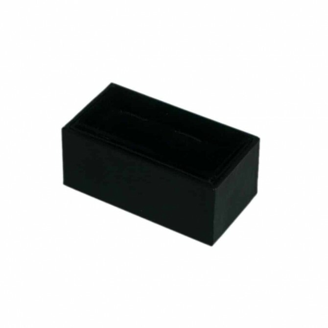 BLACK FAUX LEATHER CUFFLINKS BOX Velvet Lined Presentation Gift Case Elastic