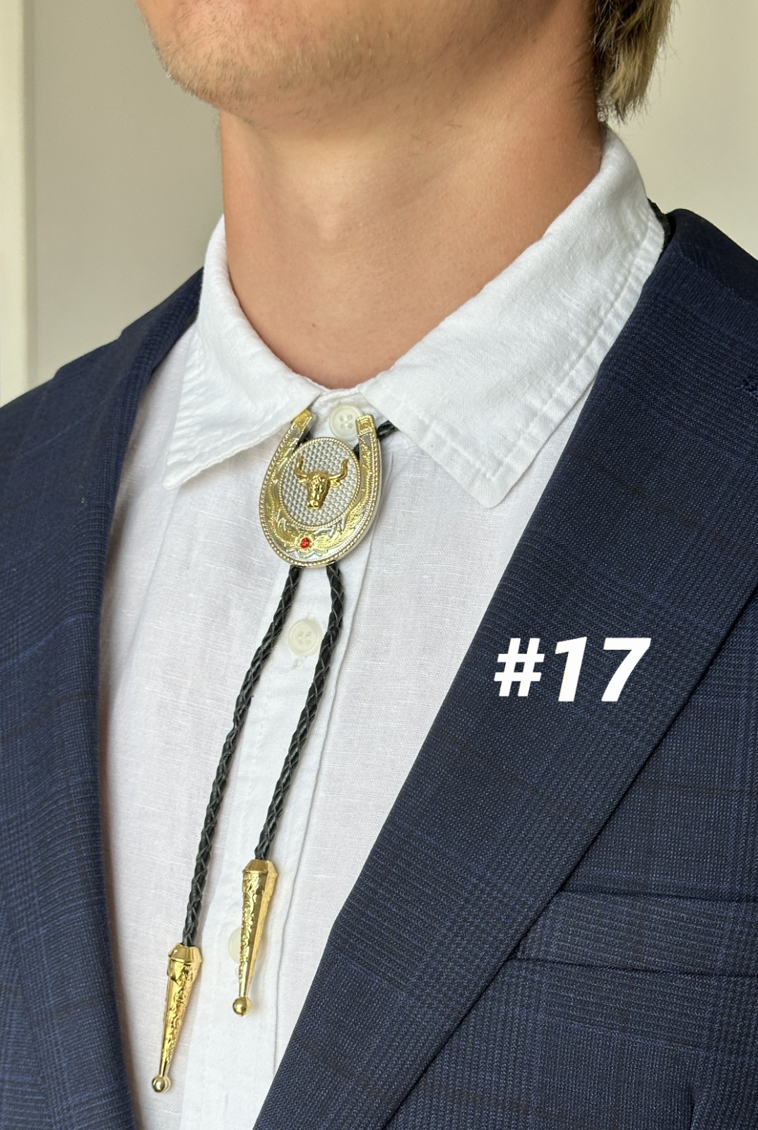 Bolo Tie Mens Wedding Necklace 38″ Leather Rope Western Cowboy Style