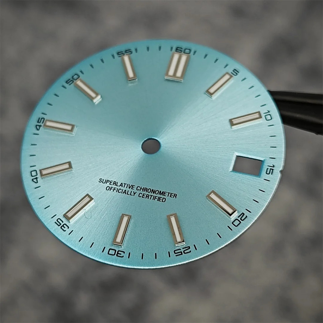 NH35 Watch Dial 28.5mm Log Modified Dial BGW9 Blue Green Luminous Watch Face