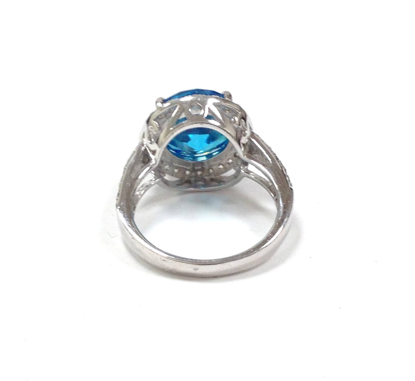 FZN Fuzion Creations 925 Sterling Silver Round Blue Stone Ring Size 7.75 Jewelry