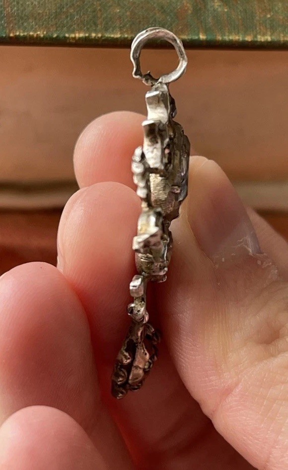 Antique Georgian Era 800 Silver Foil Back Clear Paste Pendant. 18th Century