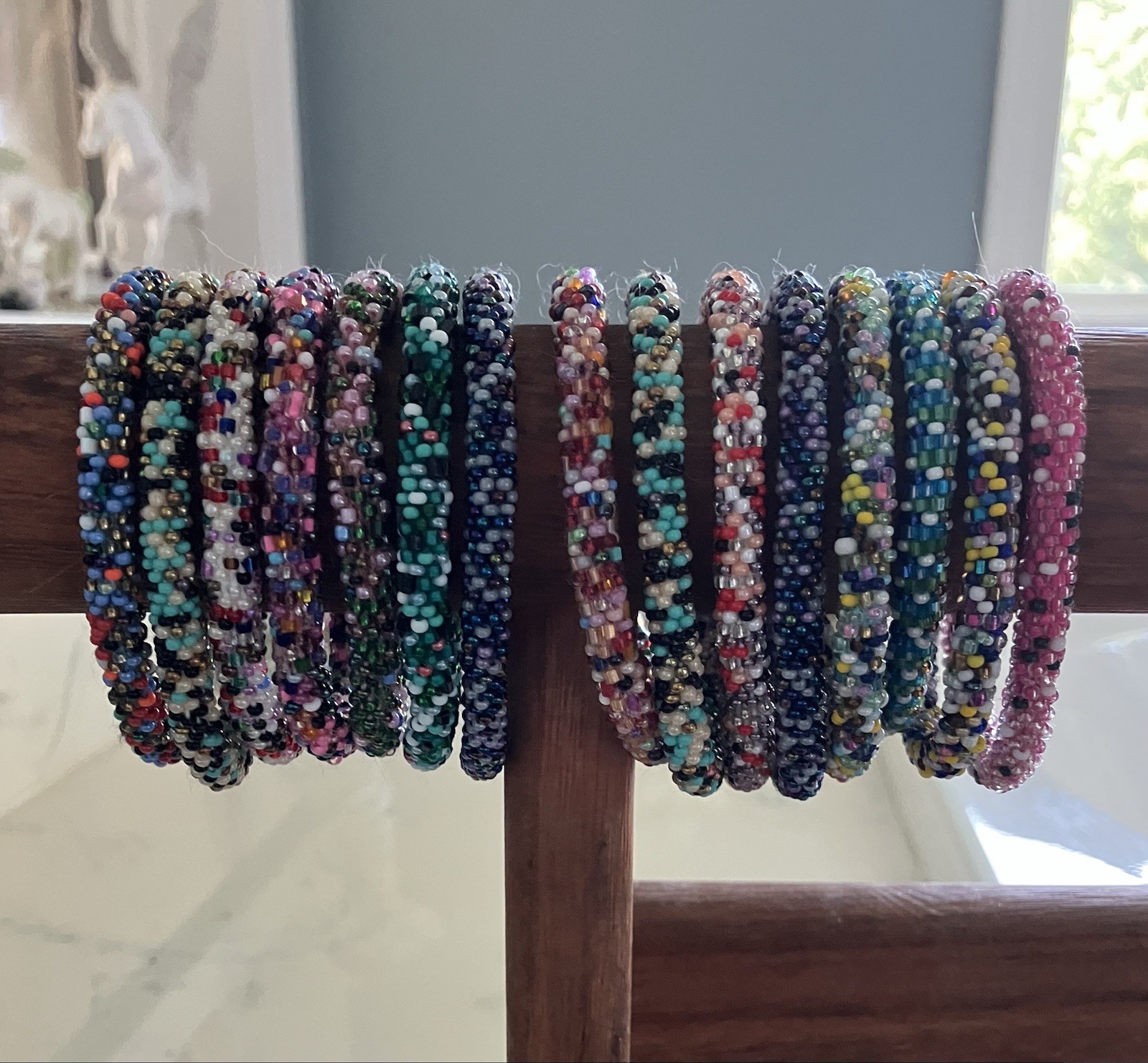 Sashka-Nepal Glass Seed Bead Bracelets- Lot Of 15- Excellent Condition