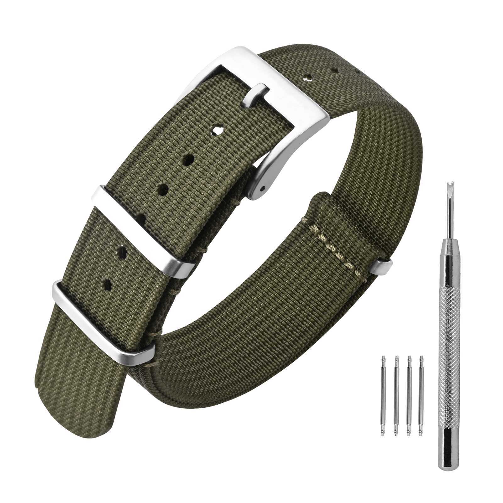 ANNEFIT One-Piece Nylon Watch Strap 16mm 18mm 19mm 20mm 22mm 24mm Military Band