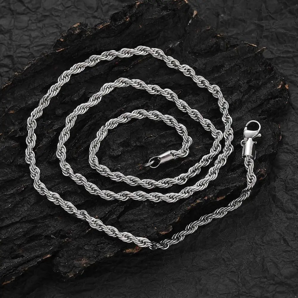 2/3/4/5/6mm Stainless Steel Women Men Rope Chains Necklaces 16-30”