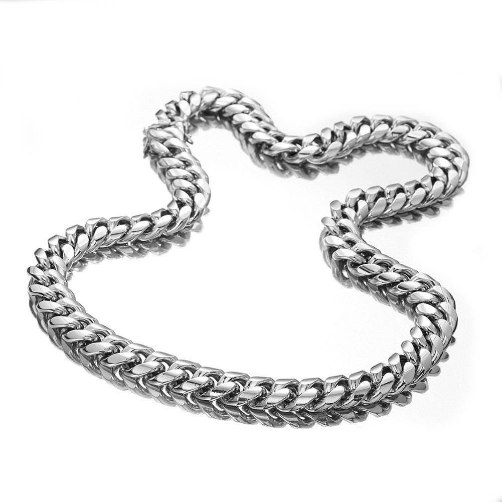 6-22mm Mens Hip Hop Stainless Steel Miami Cuban Link Chain Necklace Silver Color