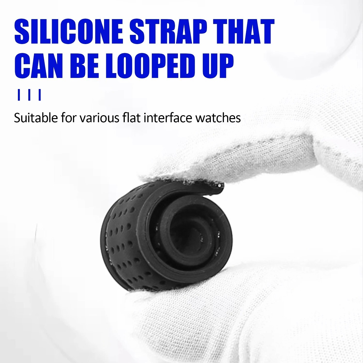 Universal Silicone Watch Band Strap Rubber Waterproof Men’s Black 19-24MM Hoop