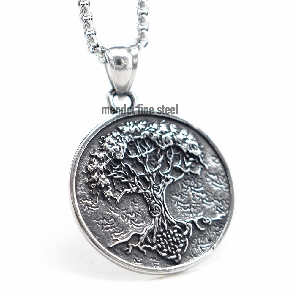 MENDEL Mens Womens Celtic Tree of Life Pendant Necklace Jewelry Set With Chain