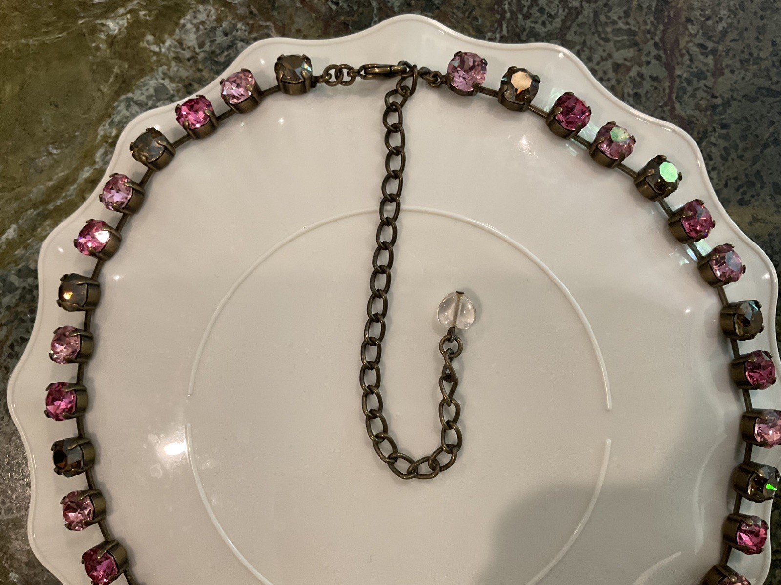 NOT (SABIKA) Brown and Pink Colored (CRYSTAL) NECKLACE