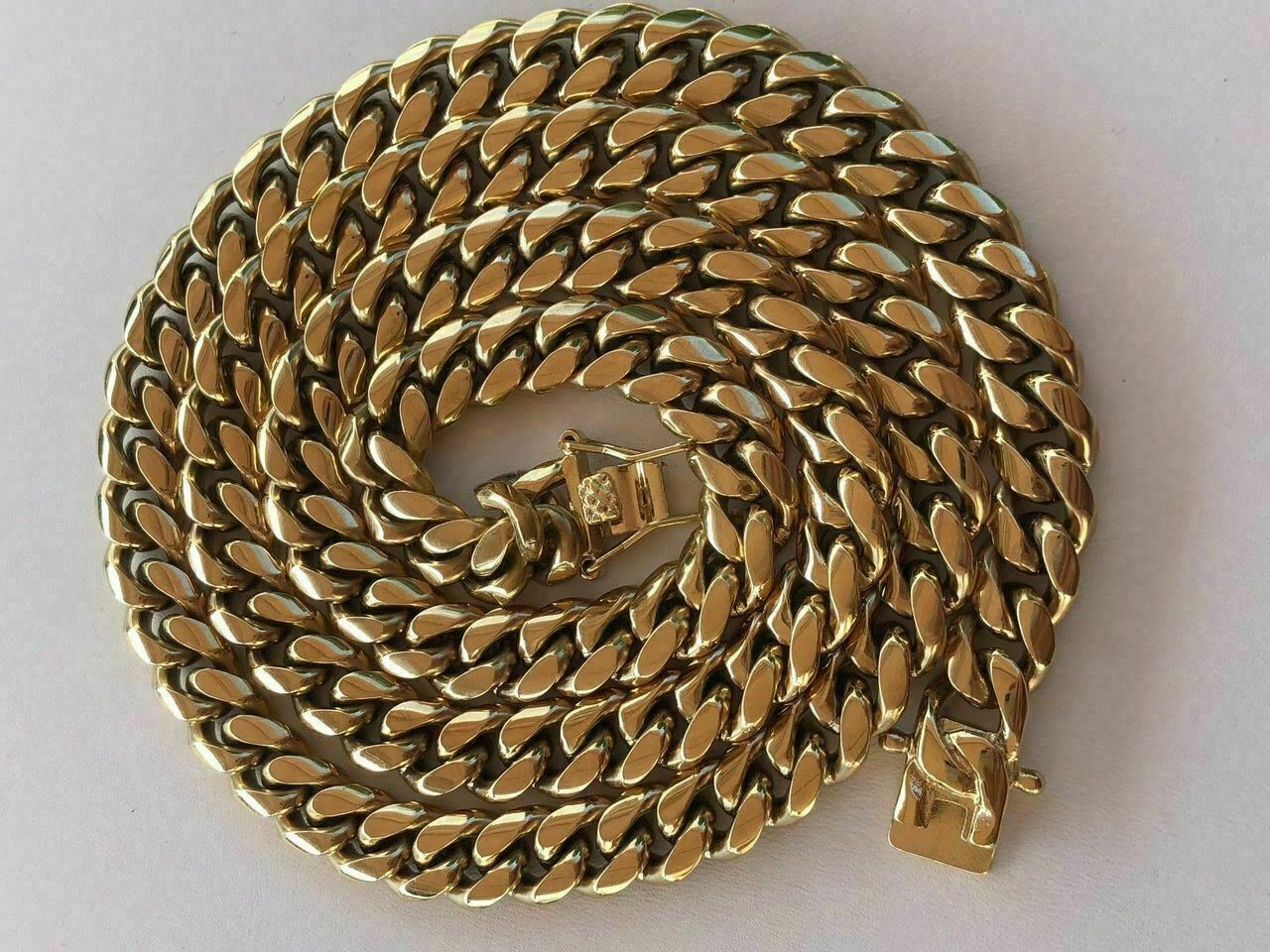 HARLEMBLING 10mm Mens Miami Cuban Link Chain 14k Gold Plated HEAVY 18″-30″