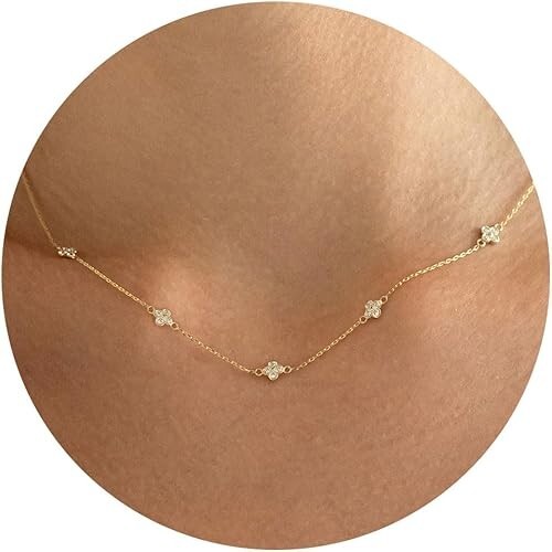 Diamond Necklaces for Women – 14K Gold/White Gold Plated Dainty Necklace for Wom