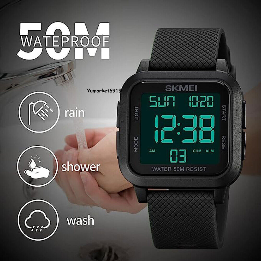 Men’s Military Sports Watch LED Screen Large Digital Face Waterproof Wristwatch