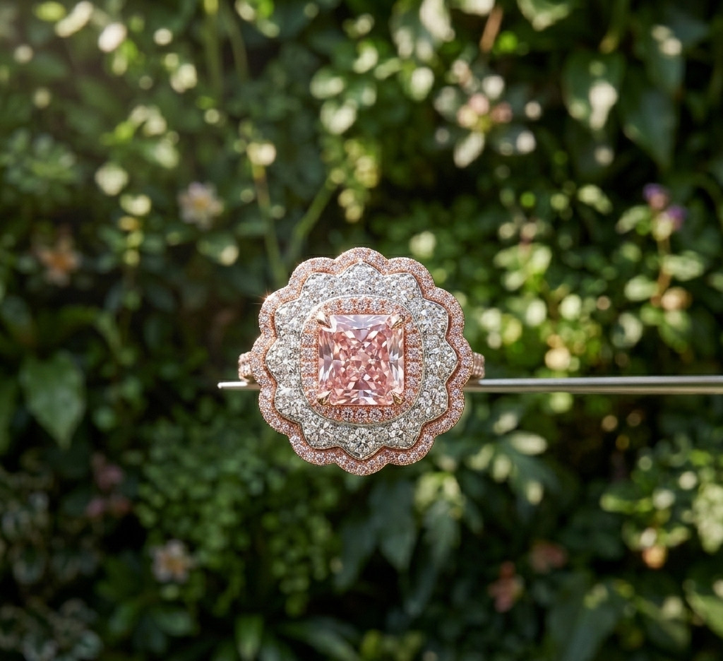 3.00 Ct Cushion Cut Natural Pink Sapphire Diamond Wedding Ring 14K White Gold 8