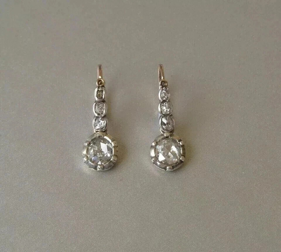 Art Deco Style Round Lab Created Diamond Anniversary 14K White Gold FN Earrings