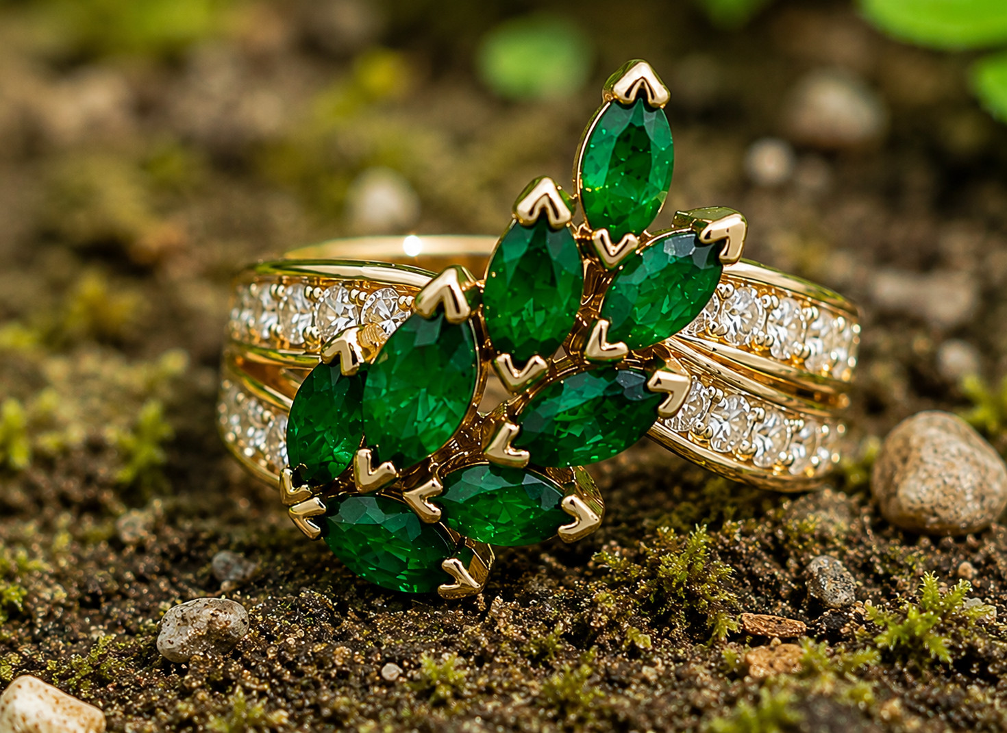 2Ct Marquise Lab Created Green Emerald Wedding Band Ring 14K Yellow Gold Plated