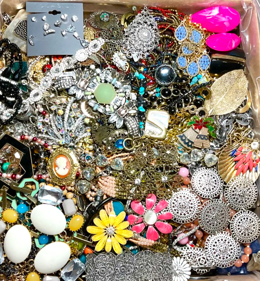 Jewelry Lot 3 Pounds Untested Huge Lot VTG to New Junk & Wear Resell Tangled In