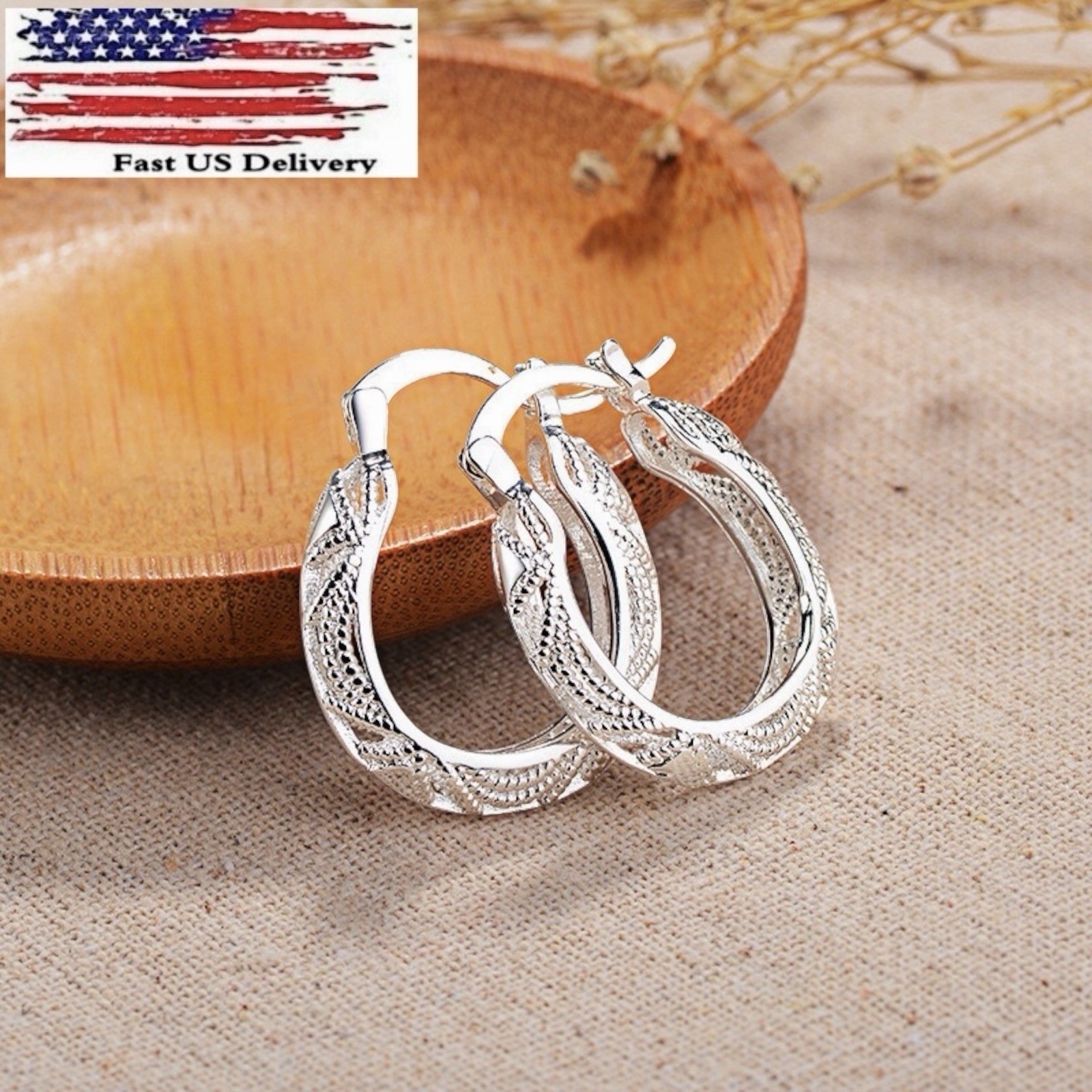 Elegant Jewelry 925 Silver Filled Hoop Earring Women Wedding Party Gift A51