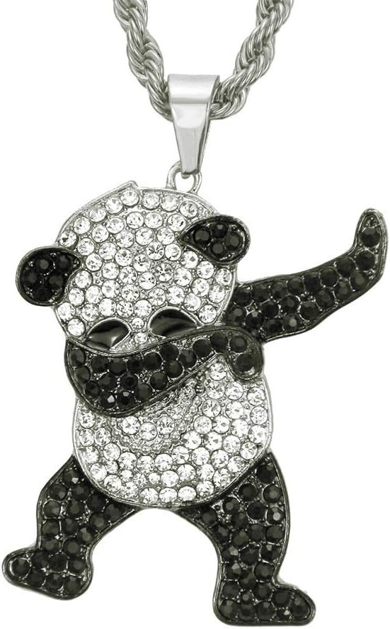 Unisex Iced Out Diamond Panda Pendant Necklace – Hip Hop Style