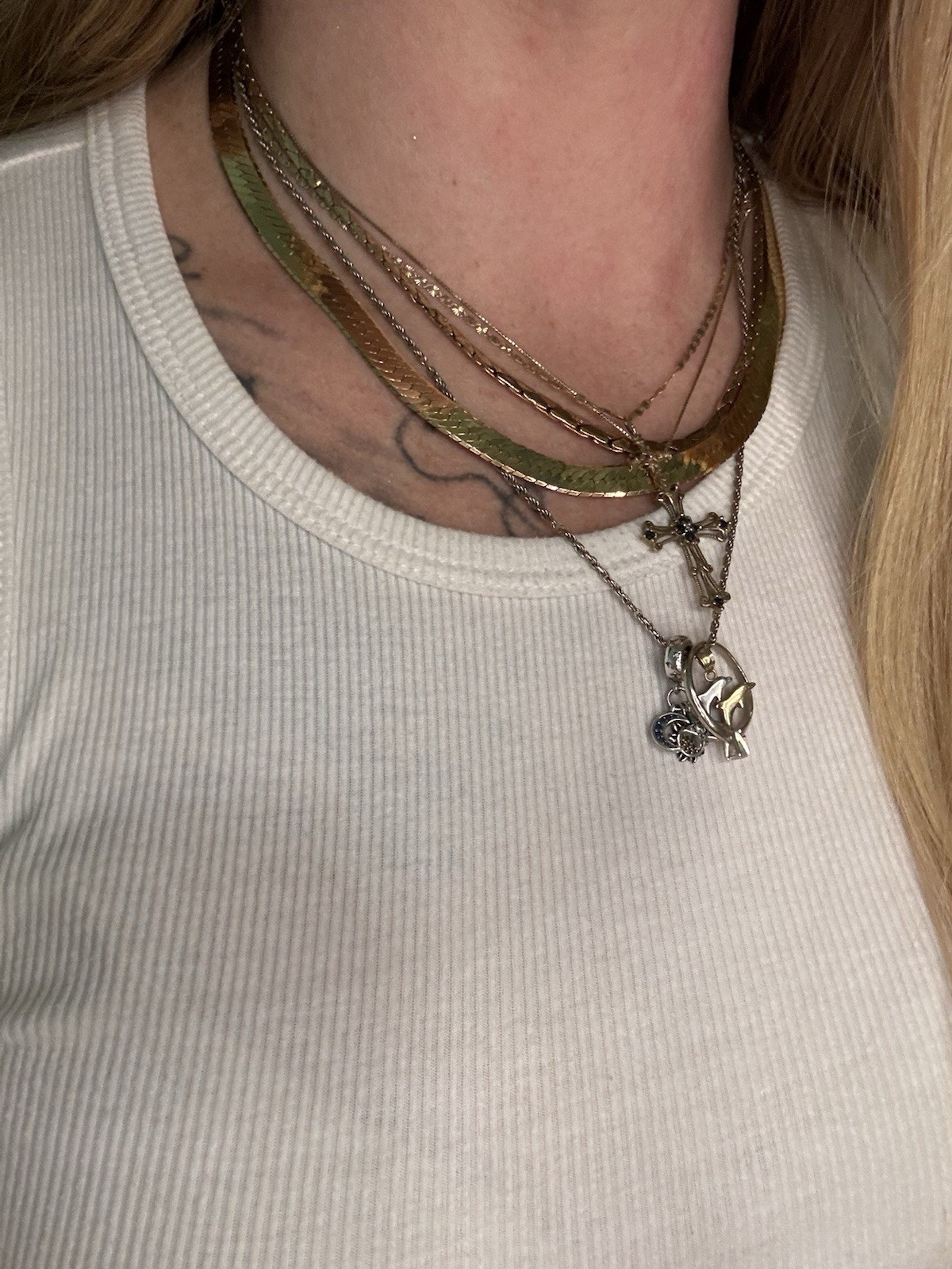 14k Gold SOLID REAL Herringbone Necklace