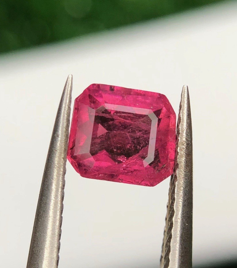 Natural Rubellite Tourmaline Pair 1.10 Ct Emerald Cut Afghanistan Gemstones