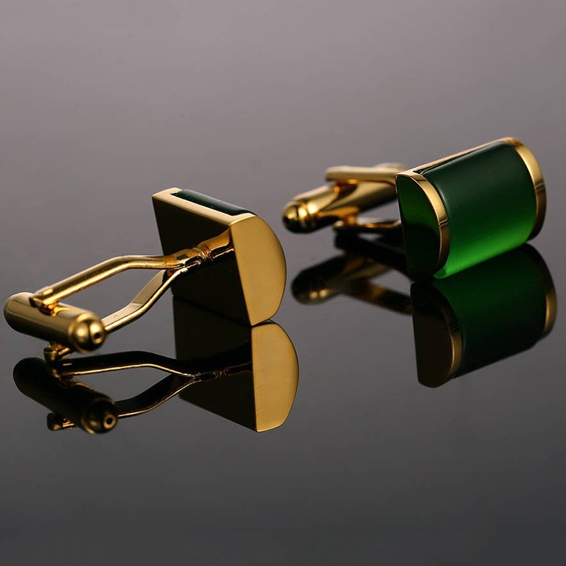 Vintage Men Cufflinks Jewelry Green Gold Cuff Link for Man 1 Pair of Shirt Links