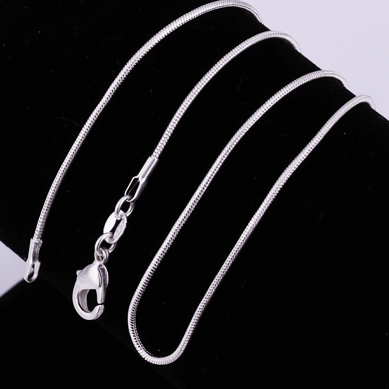 10PCS Wholesale 925 Sterling Solid Silver 1MM 16-30Inch Snake Chain Necklace