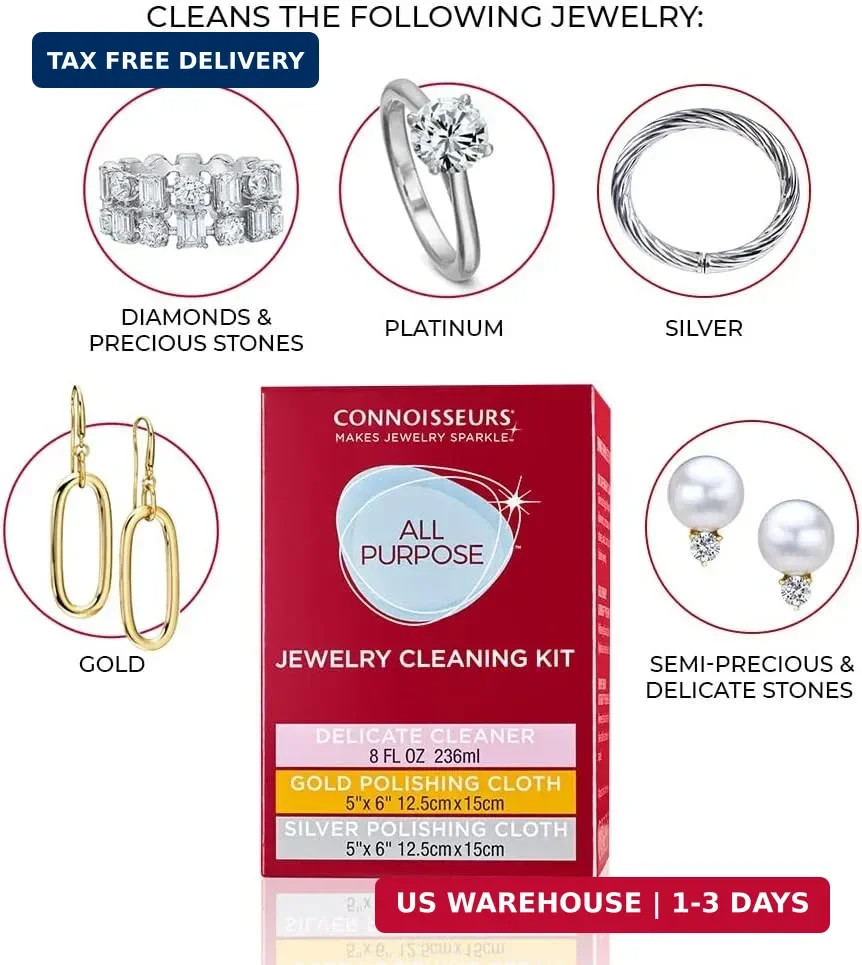 CONNOISSEURS All-Purpose Jewelry Cleaning Kit – Includes Delicate Jewelry Cleane