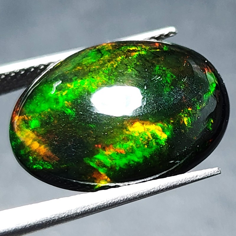Natural Ethiopian Black Opal AAA+ Collector Welo Oval Cabochon Fire Play 7.05Ct