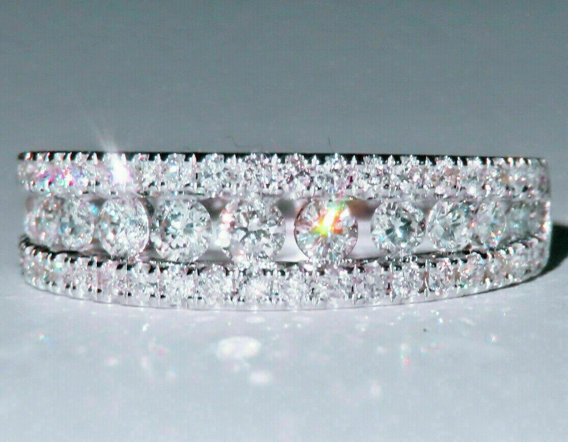 Anniversary Ring 3.50Ct Round Cut Diamond 14k White Gold Wedding Band Size 7.5